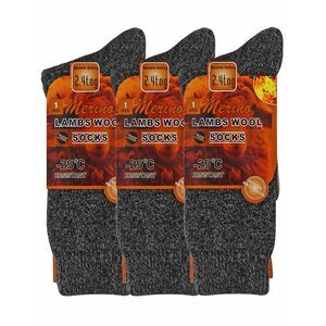 Mens 3-Pack Black Lambs Wool Thermal Work Socks